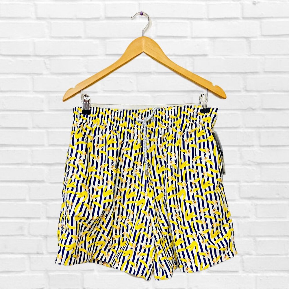 ANCORA Gone Banana Beach High Rise Swim Trunks Pool Shorts Pockets Unisex XL NWT